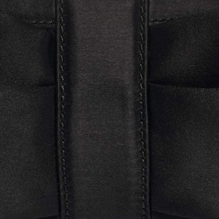 Pre Owned Salvatore Ferragamo Bow Black Satin Chain Clutch