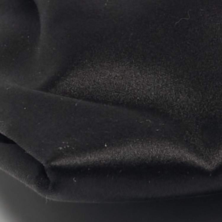 Pre Owned Salvatore Ferragamo Bow Black Satin Chain Clutch