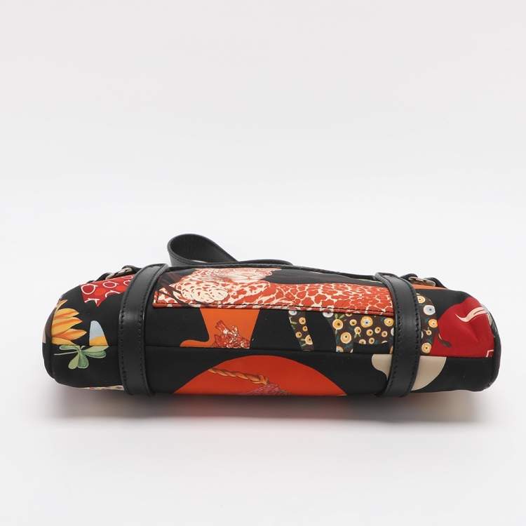 Pre Owned Salvatore Ferragamo Jungle Safari Print Leopard Multicolor Nylon Baguette Bag