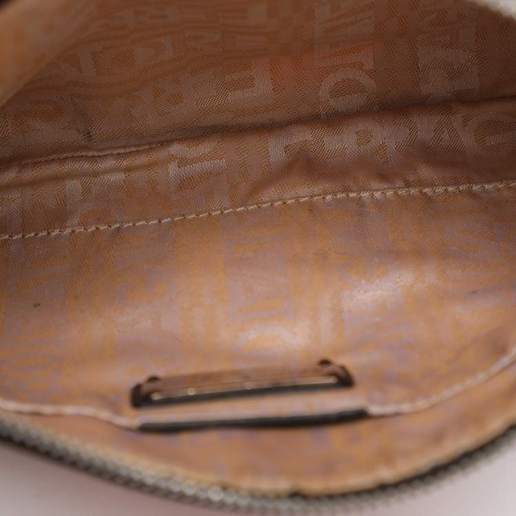 Pre Owned Salvatore Ferragamo Jungle Safari Print Leopard Multicolor Nylon Baguette Bag