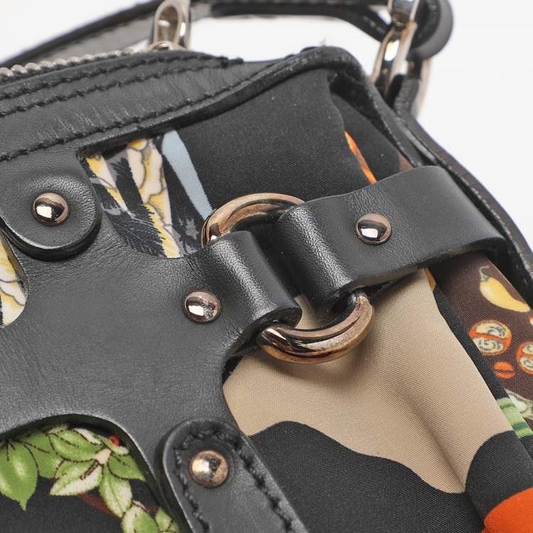 Pre Owned Salvatore Ferragamo Jungle Safari Print Leopard Multicolor Nylon Baguette Bag