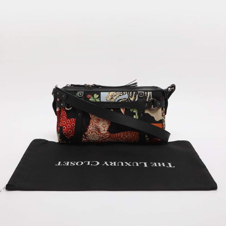 Pre Owned Salvatore Ferragamo Jungle Safari Print Leopard Multicolor Nylon Baguette Bag