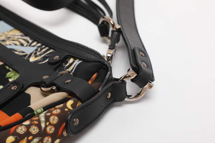 Pre Owned Salvatore Ferragamo Jungle Safari Print Leopard Multicolor Nylon Baguette Bag