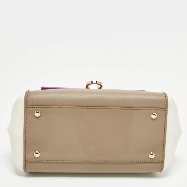 Pre Owned Salvatore Ferragamo Sofia Small Tricolor Leather Top Handle Bag