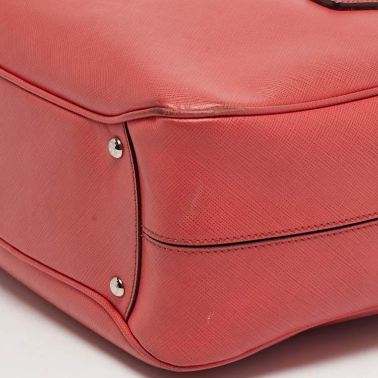 Pre Owned Salvatore Ferragamo Gancio Coral Orange Leather Bowler Bag