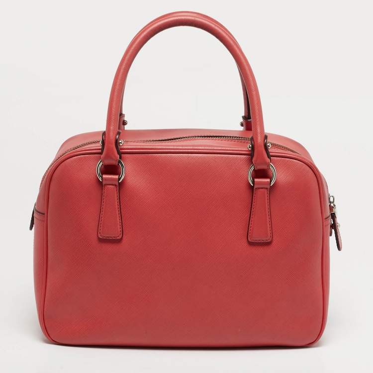 Pre Owned Salvatore Ferragamo Gancio Coral Orange Leather Bowler Bag
