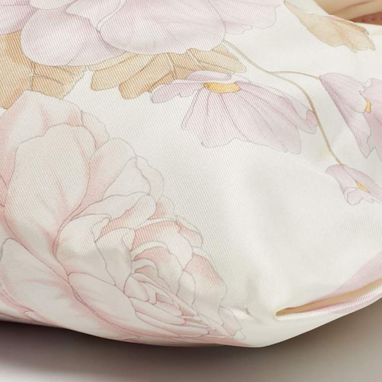 مملوكة مسبقًا Salvatore Ferragamo Pink Pleated Floral Leather and Satin Hobo