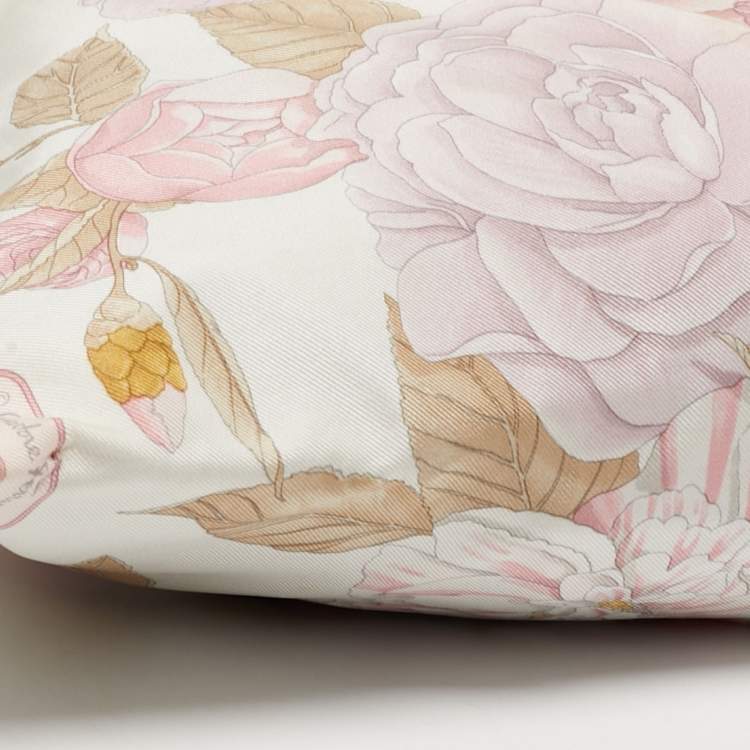 مملوكة مسبقًا Salvatore Ferragamo Pink Pleated Floral Leather and Satin Hobo