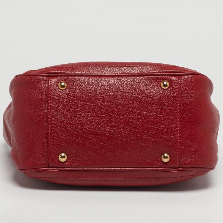 Pre Owned Salvatore Ferragamo Betulla Red Leather Tote
