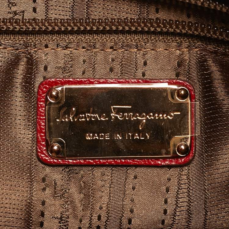 Pre Owned Salvatore Ferragamo Betulla Red Leather Tote