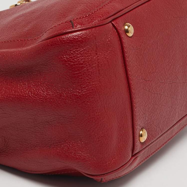 Pre Owned Salvatore Ferragamo Betulla Red Leather Tote