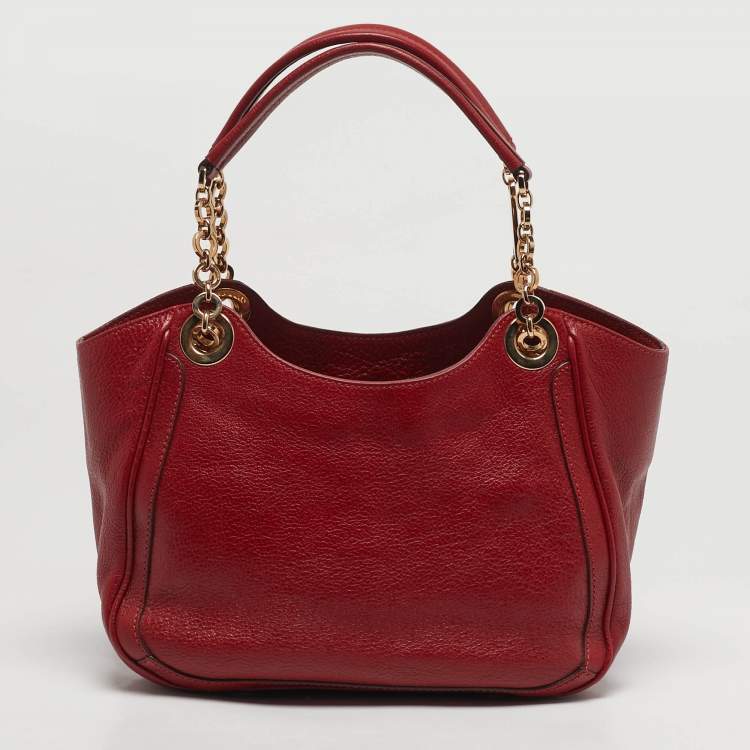 Pre Owned Salvatore Ferragamo Betulla Red Leather Tote