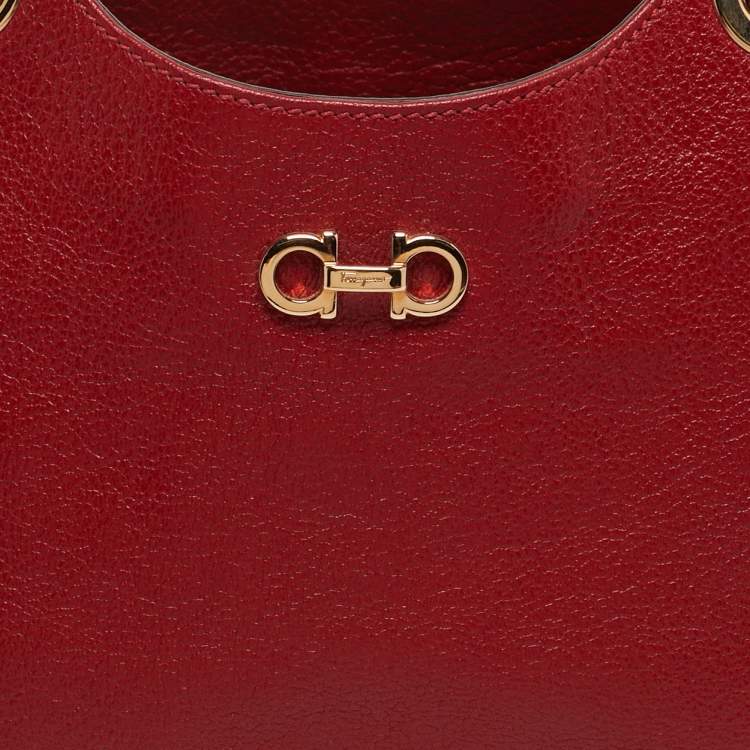Pre Owned Salvatore Ferragamo Betulla Red Leather Tote