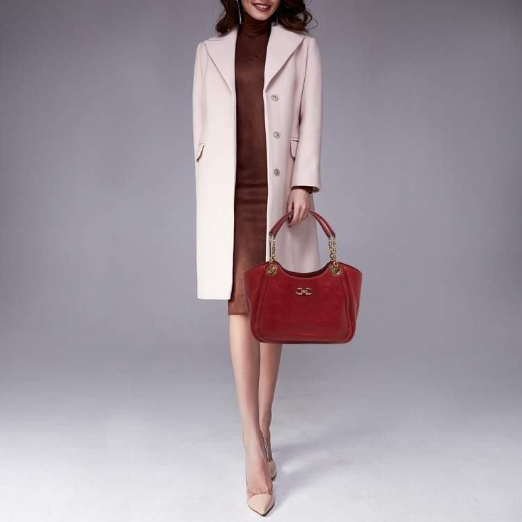 Pre Owned Salvatore Ferragamo Betulla Red Leather Tote