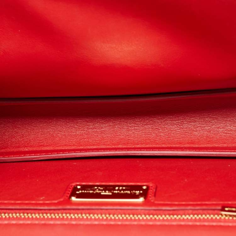 Pre Owned Salvatore Ferragamo Vara Bow Flap Red Leather Shoulder Bag