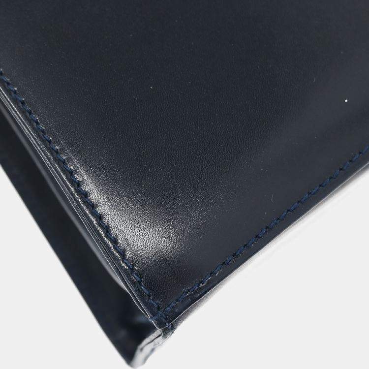 Pre Owned Salvatore Ferragamo Gancini Navy Calfskin Leather Top Handle Bag