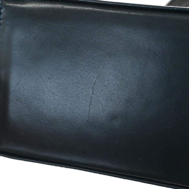 Pre Owned Salvatore Ferragamo Gancini Navy Calfskin Leather Top Handle Bag