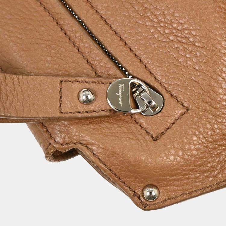 مملوكة مسبقًا Salvatore Ferragamo Sofia Gancini Brown Calfskin Leather Top Handle Bag