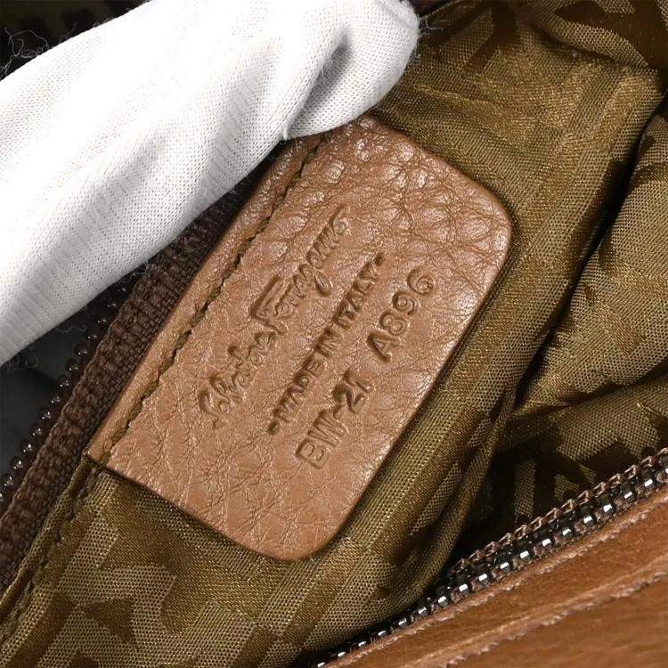 مملوكة مسبقًا Salvatore Ferragamo Sofia Gancini Brown Calfskin Leather Top Handle Bag