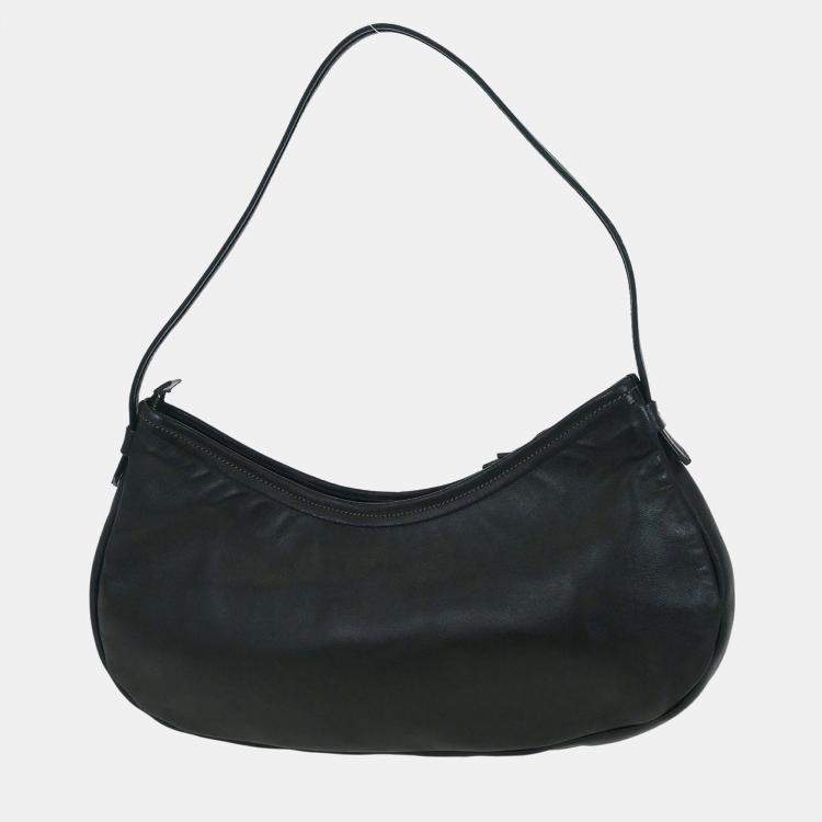 Pre Owned Salvatore Ferragamo Vara Bow Black Calfskin Leather Shoulder Bag