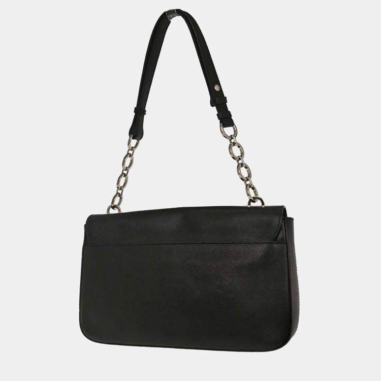 Pre Owned Salvatore Ferragamo Gancini Black Leather Shoulder Bag
