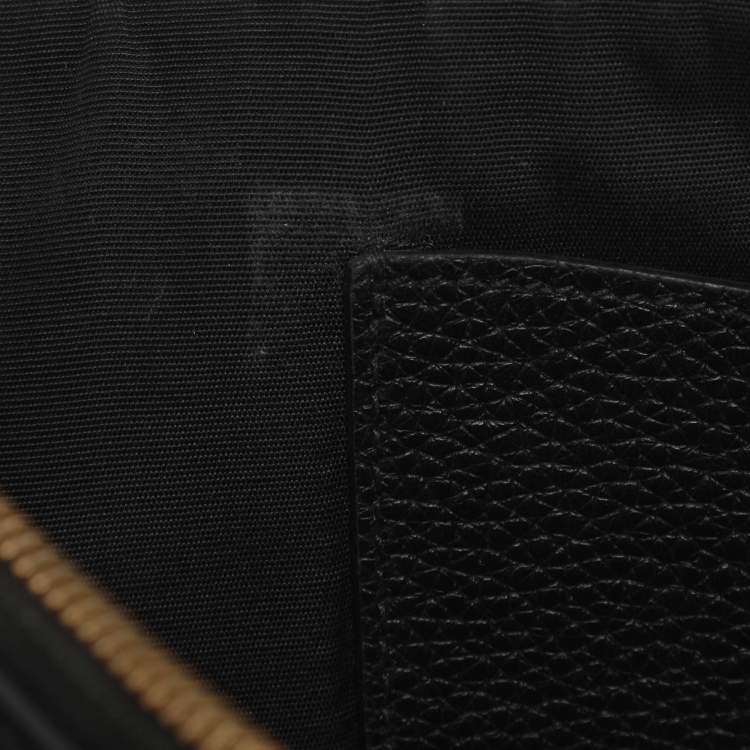 Pre Owned Salvatore Ferragamo Gancini Black Leather Wristlet Clutch