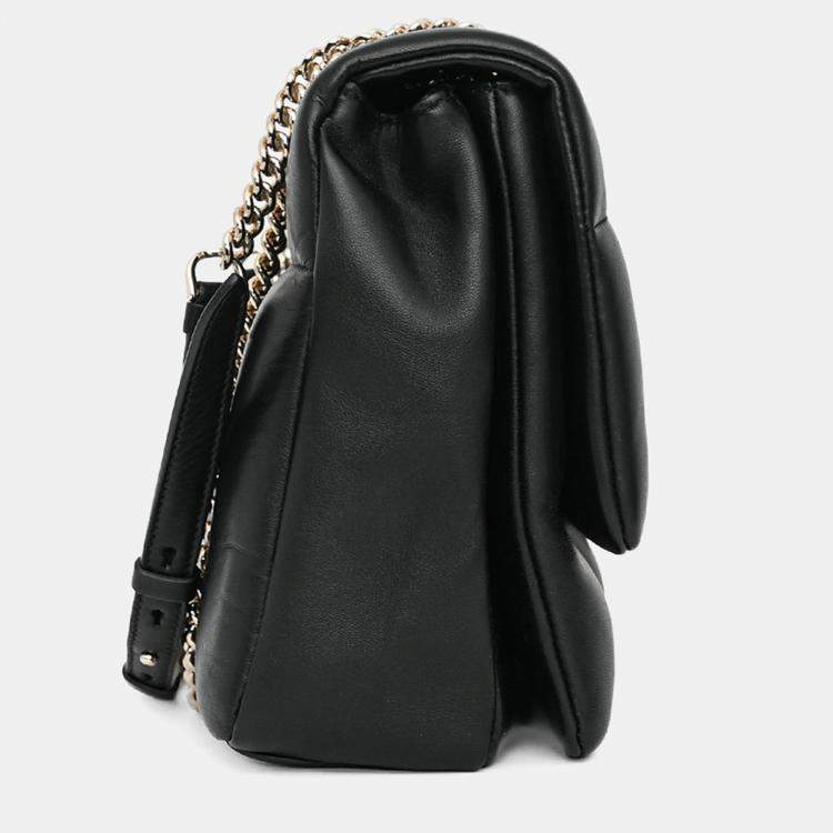 Pre Owned Salvatore Ferragamo Black Quilted Leather Vera Bow Shoulder Bag