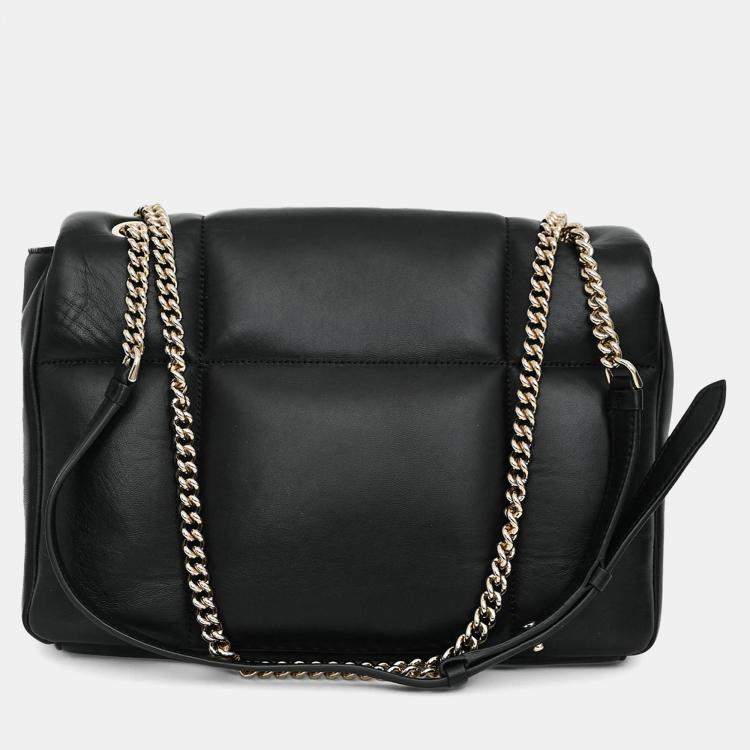 Pre Owned Salvatore Ferragamo Black Quilted Leather Vera Bow Shoulder Bag