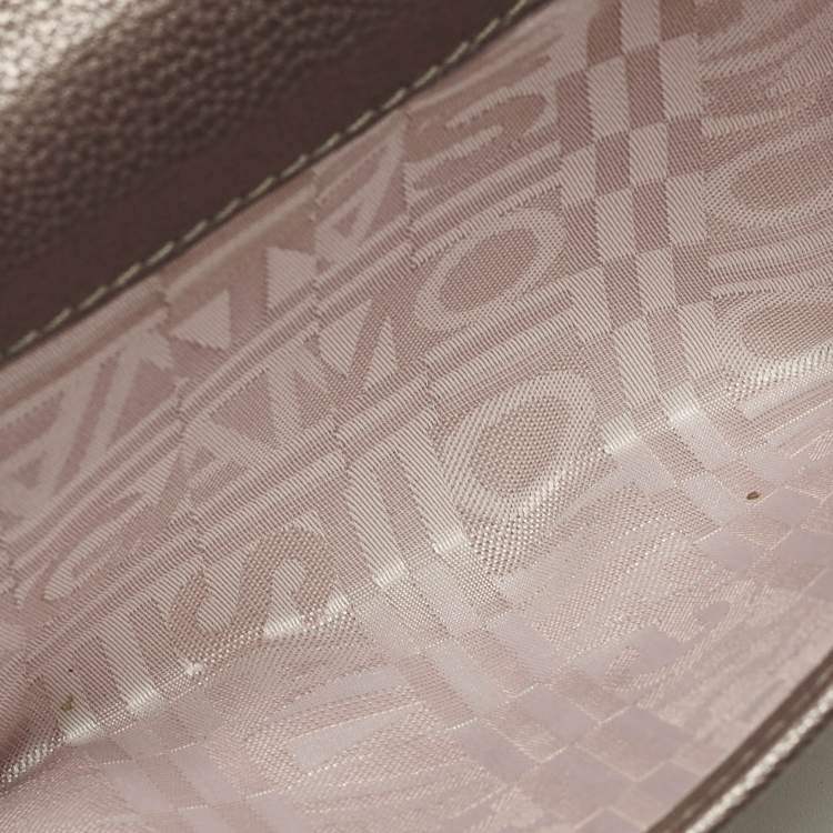 Pre Owned Salvatore Ferragamo Vara Bow Mauve Leather French Wallet