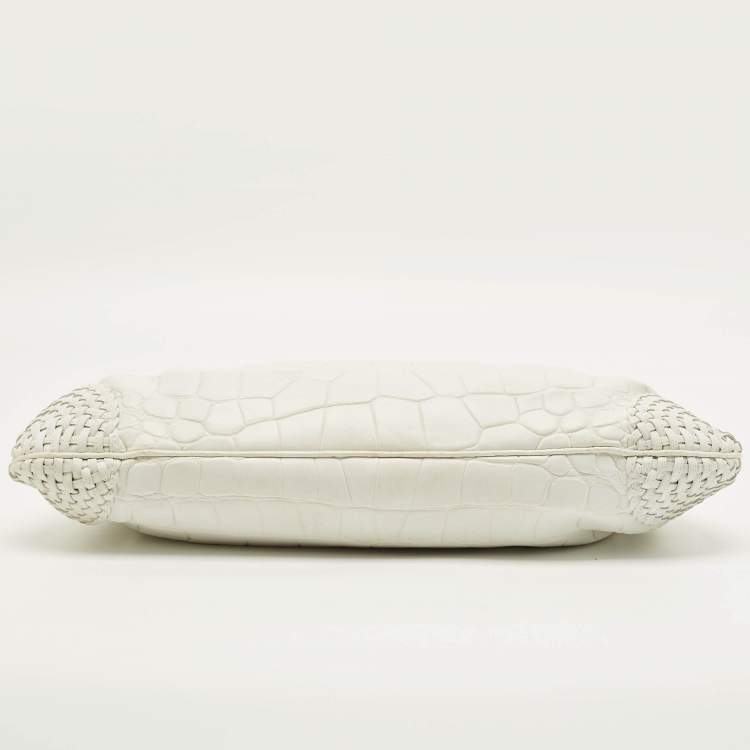 مملوكة مسبقًا حقيبة سالفatori فيراغامو ماريسا منقوشة جلد أبيض كروك