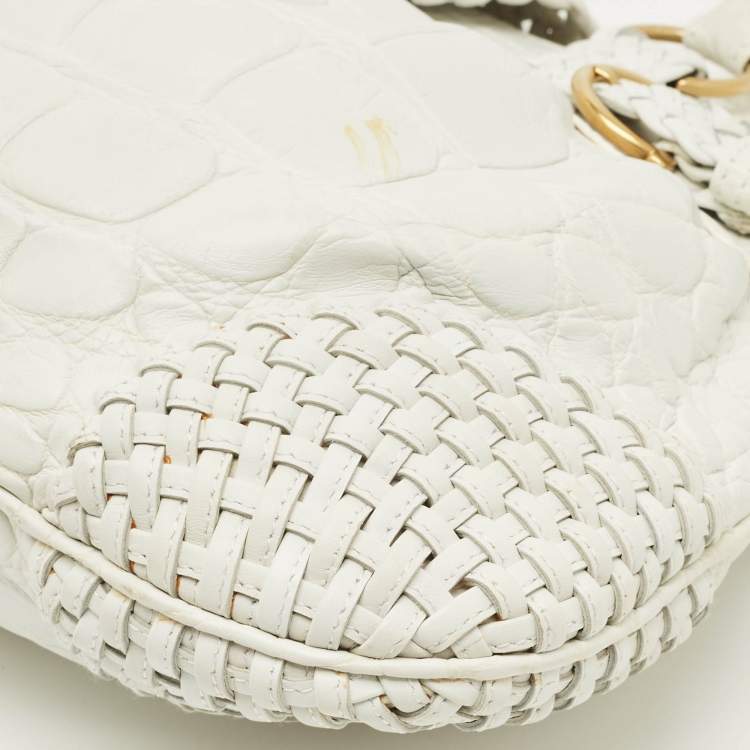 مملوكة مسبقًا حقيبة سالفatori فيراغامو ماريسا منقوشة جلد أبيض كروك