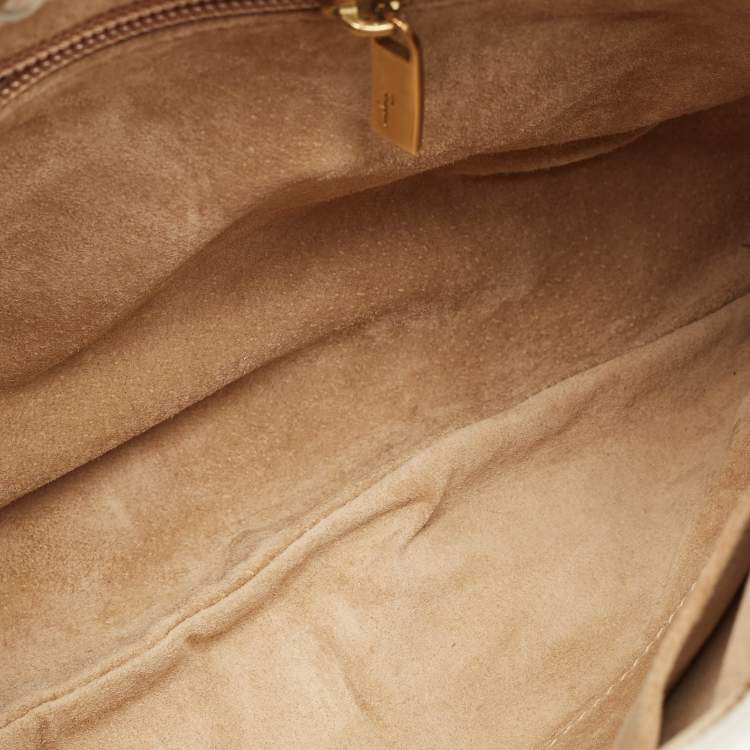 مملوكة مسبقًا حقيبة سالفatori فيراغامو ماريسا منقوشة جلد أبيض كروك