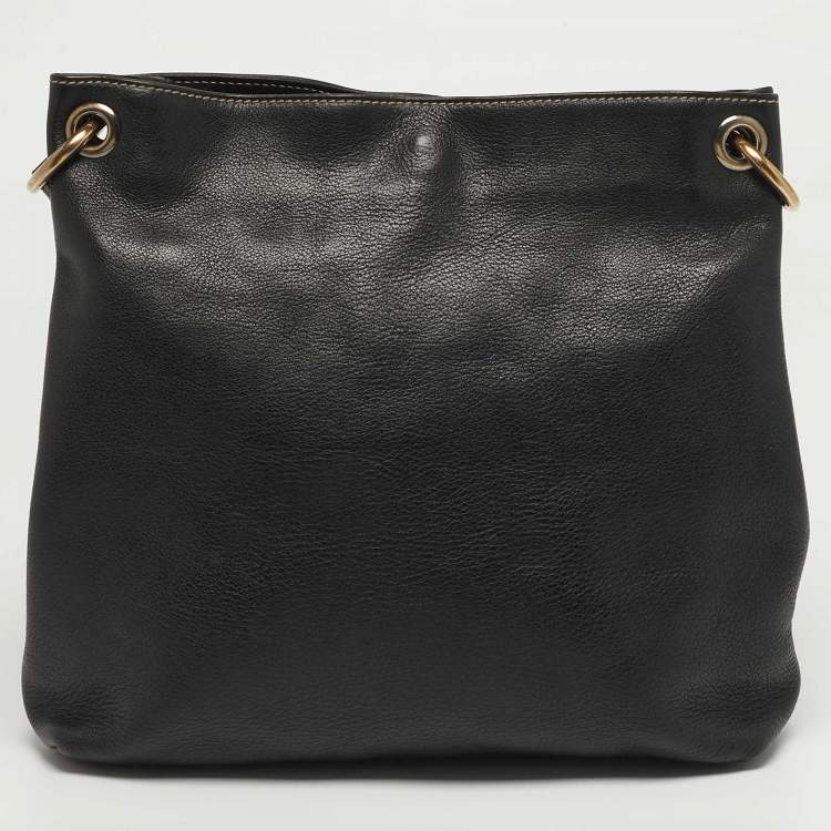 مملوكة مسبقًا حقيبة كتف سالفاتوري فيراغامو غانتشيني جلد سوداء