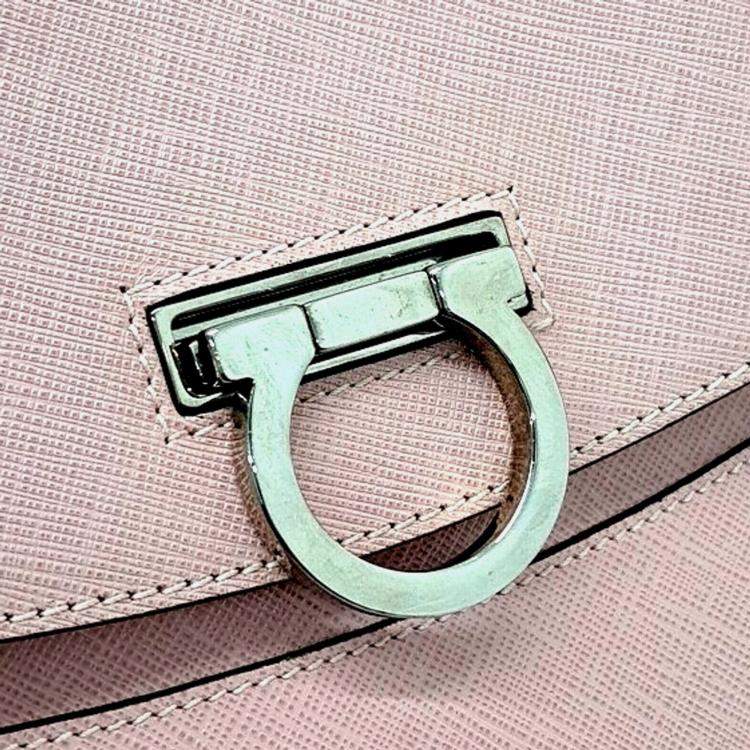 Pre Owned Salvatore Ferragamo Pink Leather Gancini tote bag