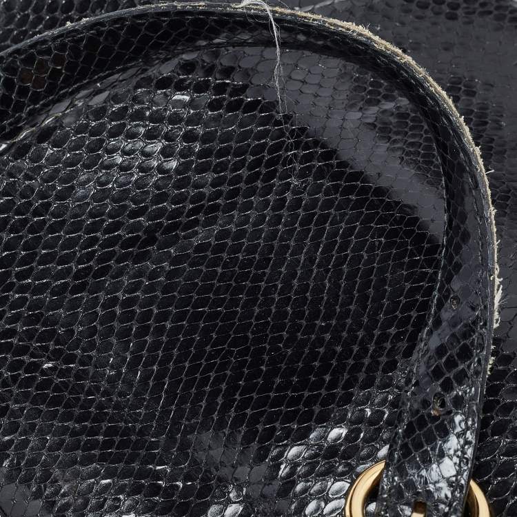 Pre Owned Salvatore Ferragamo Gancio Black Python Satchel