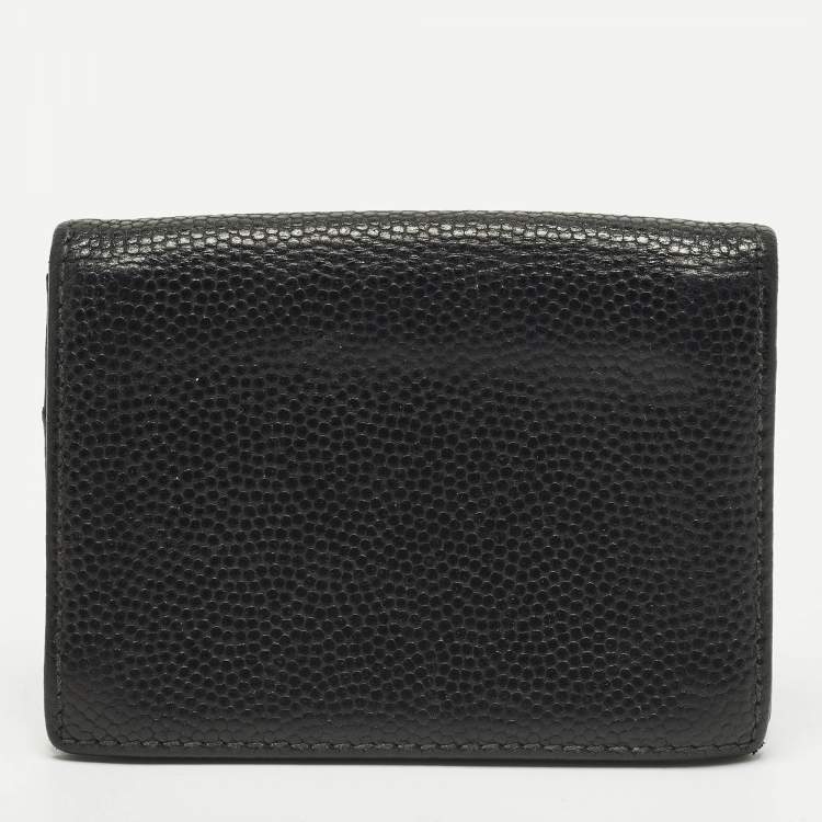 مملوكة مسبقًا Salvatore Ferragamo Gancini Black Leather Flap Card Case