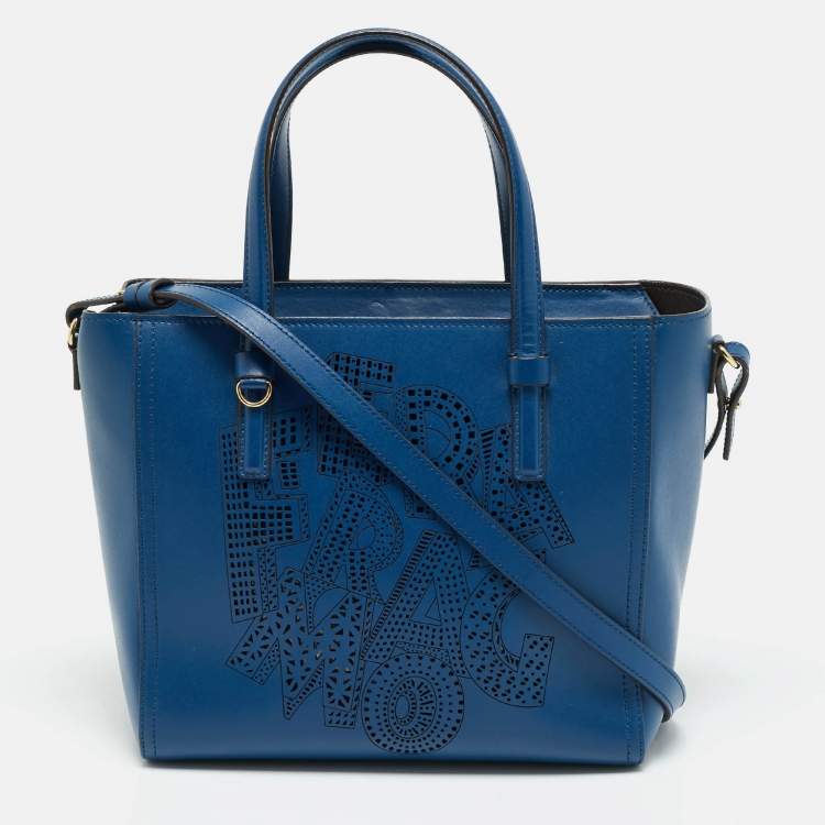 مملوكة مسبقًا Salvatore Ferragamo Bonnie Blue Leather Tote