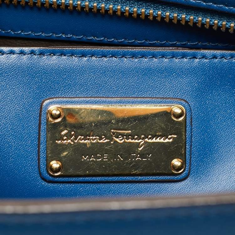 مملوكة مسبقًا Salvatore Ferragamo Bonnie Blue Leather Tote