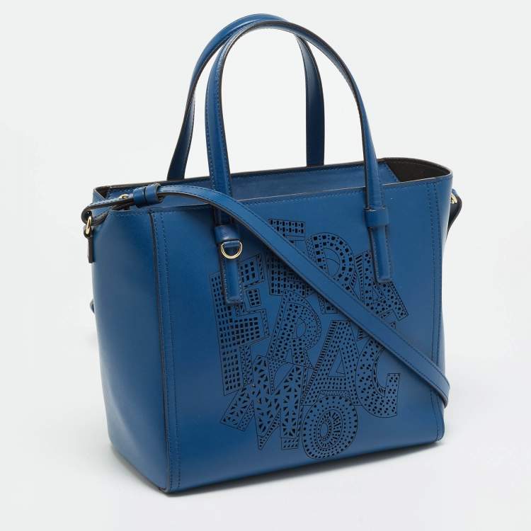 مملوكة مسبقًا Salvatore Ferragamo Bonnie Blue Leather Tote