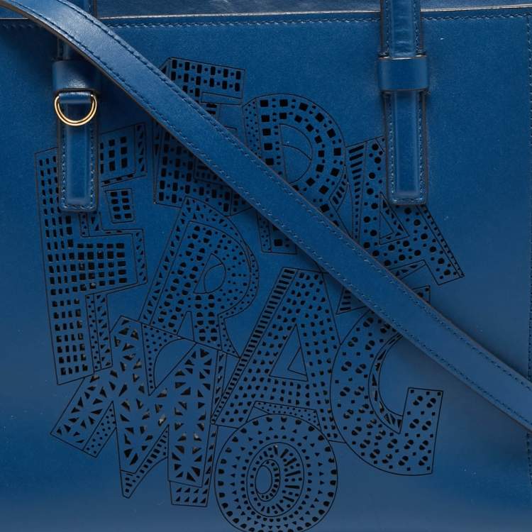 مملوكة مسبقًا Salvatore Ferragamo Bonnie Blue Leather Tote