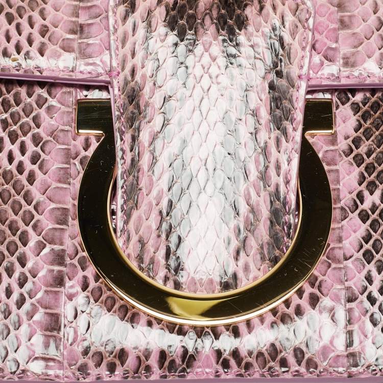 Pre Owned Salvatore Ferragamo Thalia Lilac Python Chain Clutch