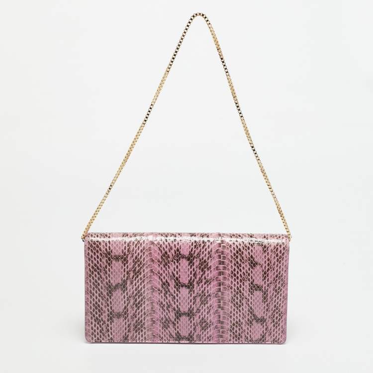 Pre Owned Salvatore Ferragamo Thalia Lilac Python Chain Clutch