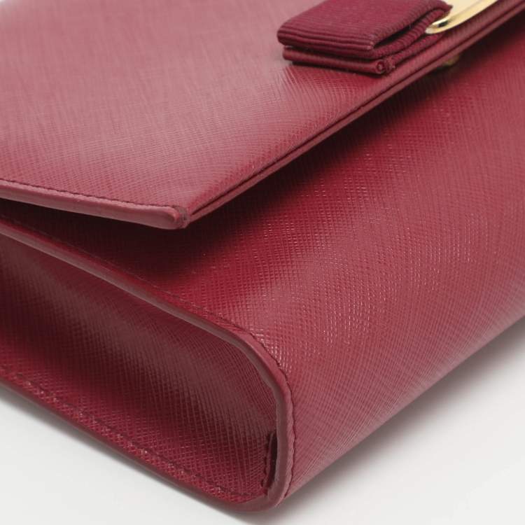 Pre Owned Salvatore Ferragamo Vara Bow Pink Leather Shoulder Bag