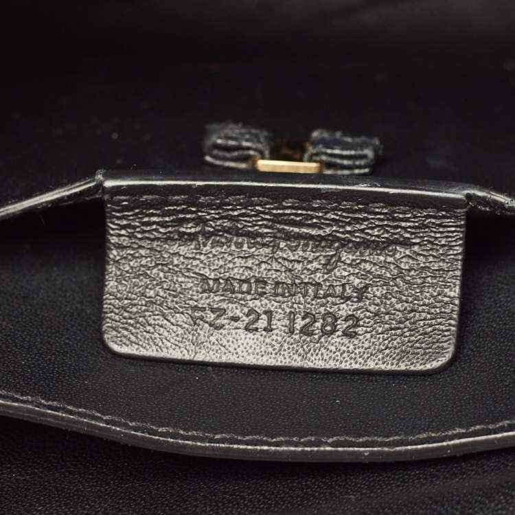 Pre Owned Salvatore Ferragamo Vara Bow Black Leather Flap Top Handle Bag