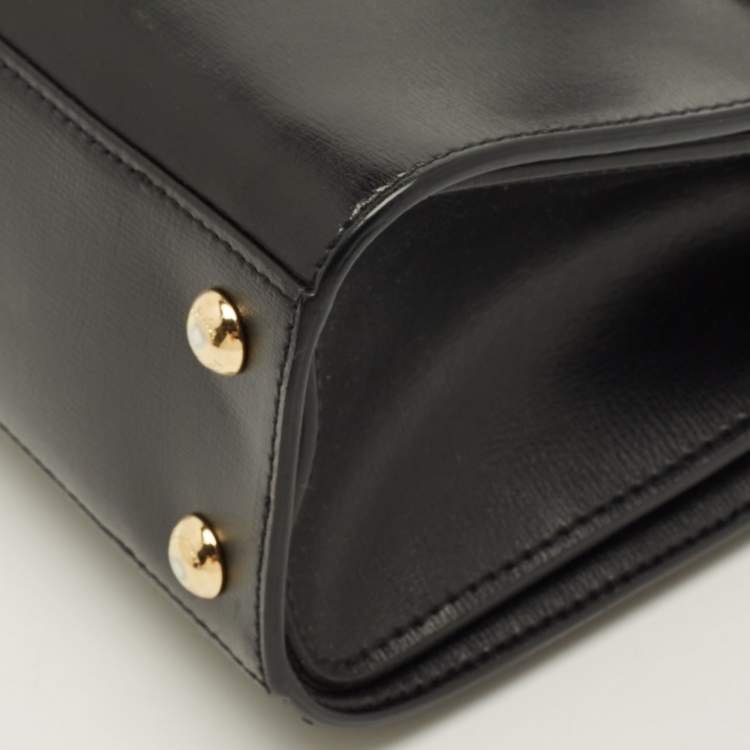 Pre Owned Salvatore Ferragamo Vara Bow Black Leather Flap Top Handle Bag