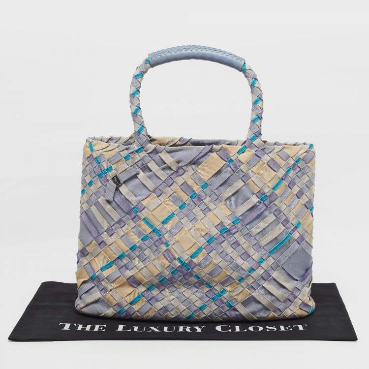 مملوكة مسبقًا Salvatore Ferragamo Ribbon Lavander/Multicolor Woven Fabric Tote