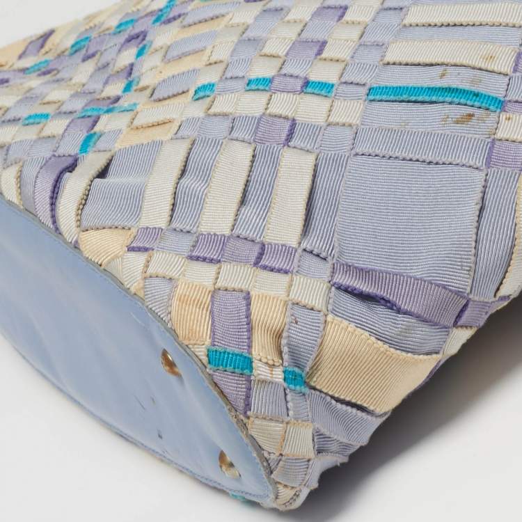 مملوكة مسبقًا Salvatore Ferragamo Ribbon Lavander/Multicolor Woven Fabric Tote