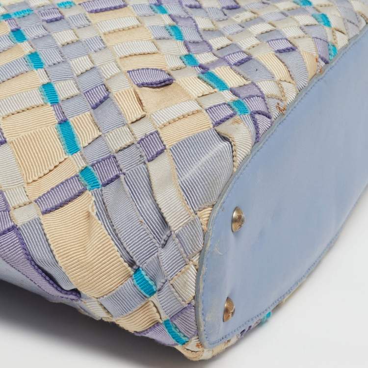 مملوكة مسبقًا Salvatore Ferragamo Ribbon Lavander/Multicolor Woven Fabric Tote