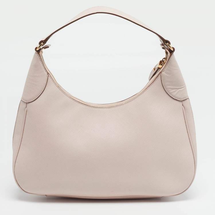 Pre Owned Salvatore Ferragamo Gancini Romana Pink Saffiano Leather Hobo