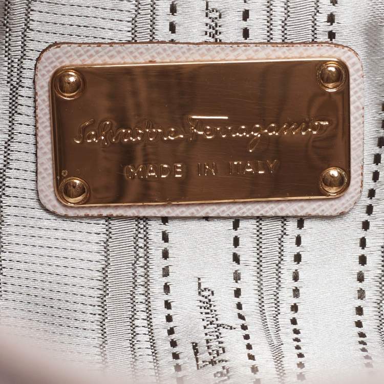 Pre Owned Salvatore Ferragamo Gancini Romana Pink Saffiano Leather Hobo